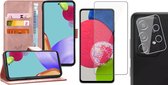 Hoesje geschikt voor Samsung Galaxy A52s - Book Case Leer Wallet - Roségoud - Met Screenprotector en Camera Screen Protector