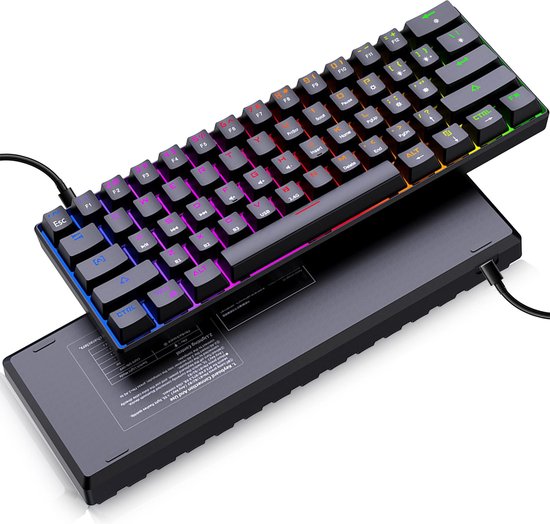 GK61 - Clavier gamer mécanique - RGB - Zwart - QWERTY - Plug and Play -  Yellow Switch... | bol