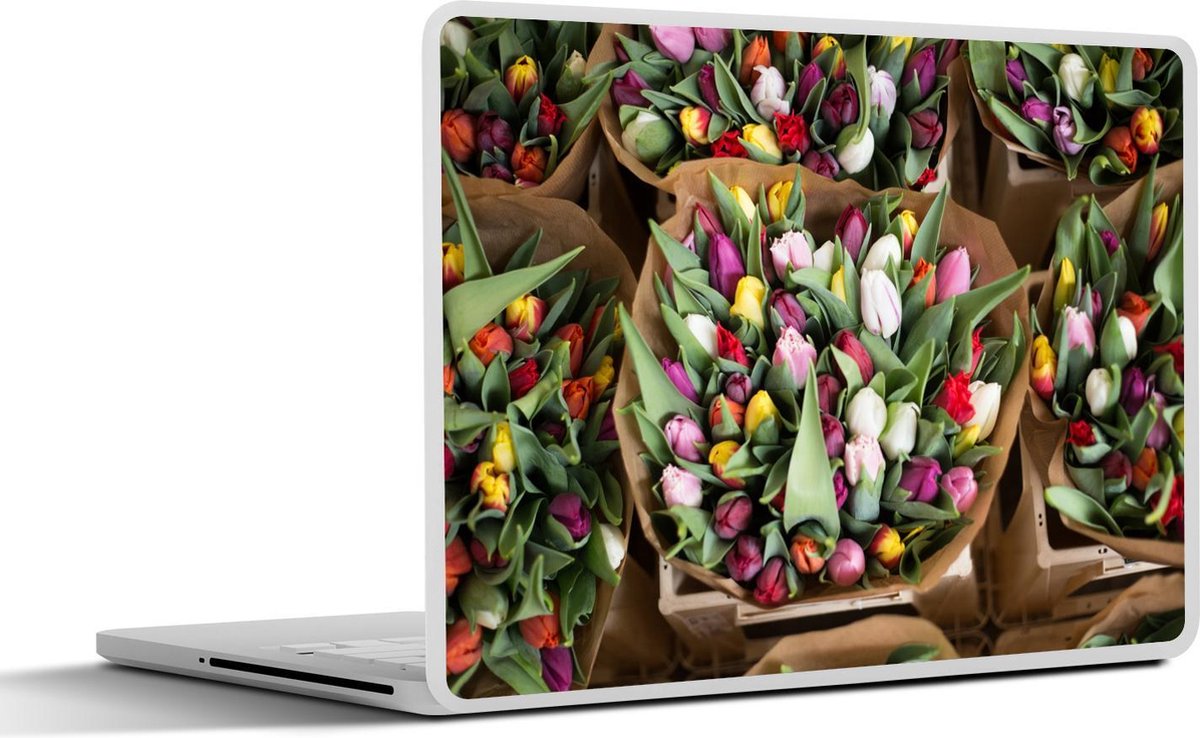 Laptop sticker - 15.6 inch - Bloemen - Tulpen - Boeket - 36x27,5cm - Laptopstickers - Laptop skin - Cover