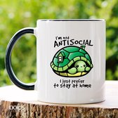 I’m not antisocial  - Customized mokken en bekers - mokken met tekst - mokken - bekers - cadeautje - cadeau voor vrouw - cadeau vor man - keramiek servies - valentijn cadeautje voor haar - va