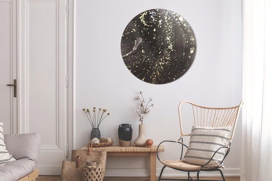 Wall Circle - Wall Circle - Marbre - Goud - Zwart - Motifs - Aluminium - Dibond - 90x90 cm - Intérieur et Extérieur