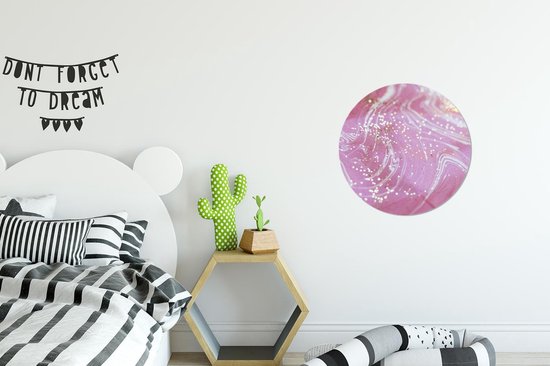 WallCircle - Wandcirkel - Muurcirkel - Marmer - Goud - Wit - Roze - Aluminium - Dibond - ⌀ 30 cm - Binnen en Buiten
