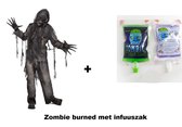 Zombie verbrand horror outfit aan infuus -  - Halloween horror zombie scary met infuuszak walking deadthema feest