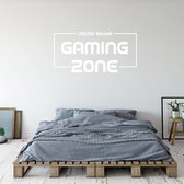 Muursticker Gaming Zone Met Naam - Wit - 120 x 60 cm - baby en kinderkamer naam stickers