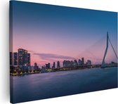 Artaza Canvas Schilderij Erasmusbrug In Rotterdam Met Zonsondergang - 90x60 - Foto Op Canvas - Canvas Print - Muurdecoratie