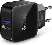 WISEQ Quick Charge 3.0 oplader - 2.4A Adapter - USB snellader voor iPhone en Samsung - zwart