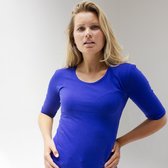 MOOI! Company - Dames T-shirt Joyce - mouwtje tot de elleboog - Aansluitend model - Kleur Queen Blue- XXL