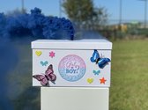 Gender Reveal - Rookbox - Rookkannon - Blauw - Jongen - Rookbom - Rook - Zwangerschap - Aankondiging zwangerschap