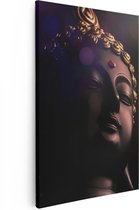 Artaza Canvas Schilderij Boeddha Beeld Met Gouden Sierraden - 20x30 - Klein - Foto Op Canvas - Canvas Print