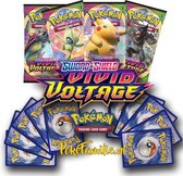 4x Pokémon kaarten Booster Pakket - Sword & Shield Vivid Voltage | inclusief 50 willekeurige Pokémon Kaarten - Cadeautip! Verjaardag idee