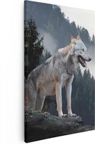 Artaza Canvas Schilderij Grijze Wolf In De Bossen - 20x30 - Klein - Foto Op Canvas - Canvas Print