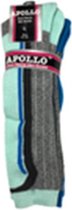 Apollo Skisokken Maat 35-38 - Strepen - Turquoise - Zwart - Grijs - 2 paar