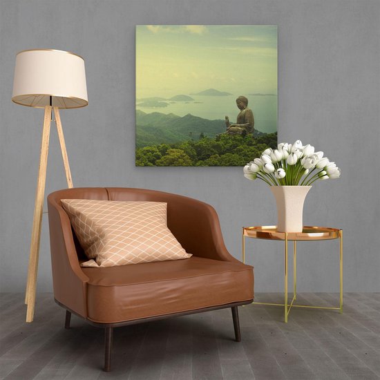 Artaza Canvas Schilderij Boeddha Standbeeld In Het Bos - 70x70 - Foto Op Canvas - Canvas Print