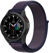 Strap-it Watch 4 & Watch 5 bandje - Samsung Galaxy Watch 4 Classic 42mm nylon band - paars/blauw - Geschikt voor Samsung Galaxy Watch 5 Pro – 44mm – 40mm & Galaxy Watch 4 40mm, 44m