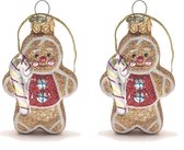 Leuke Gingerbread kerst Peperkoek poppetjes van glas 2 stuks