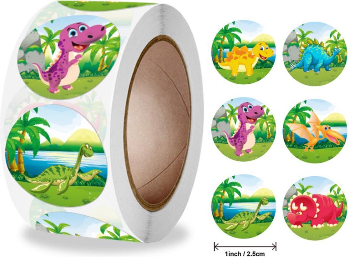 beloningsstickers - stickers voor kinderen - 500 dino stickers op rol - stickerrol - onderwijs — afbeelding 2