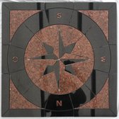 Graniet mozaiek tegel - Geschikt voor buiten - Medallion 67 x 67cm - zwart rood glanzend - 037