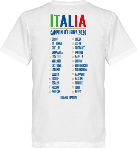 T-shirt Italie Champions d'Europe 2021 Squad - Wit - Enfants - 152