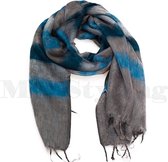 Sjaal Yakwol Nepal Effen Shawl - Grijs/blauw gestreept