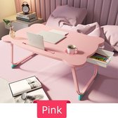 Multifunctionele Draagbare Opvouwbare Laptop Standhouder Studie Tafel Bureau Houten Opvouwbare Computer Bureau voor Sofa Thee Serveertafel Pink