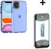 ShieldCase You're A Diamond geschikt voor Apple iPhone 12 / 12 Pro - 6.1 inch hoesje - blauw + glazen Screen Protector