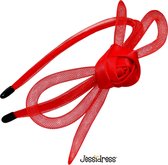 Jessidress® Diademen Dames Hoofdband Chique Haar diadeem Feestelijke Haarband met strikje - Rood