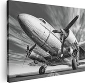 Artaza Canvas Schilderij Oud Vliegtuig Op De Landingsbaan - 40x30 - Klein - Foto Op Canvas - Canvas Print