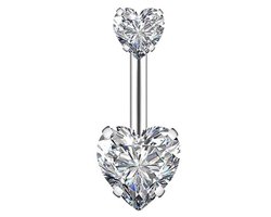 Fako Bijoux® - Navelpiercing - Dubbel Hart - Kristal - Transparant