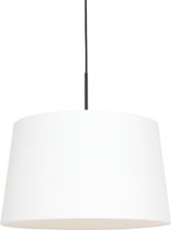 Steinhauer Sparkled Light hanglamp - linnen witte kap - kap Ø45 cm - verstelbaar in hoogte - zwart