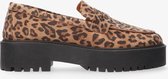 Tango | Bee chunky 40-ab cognac suede leopard loafer - black sole | Maat: 42