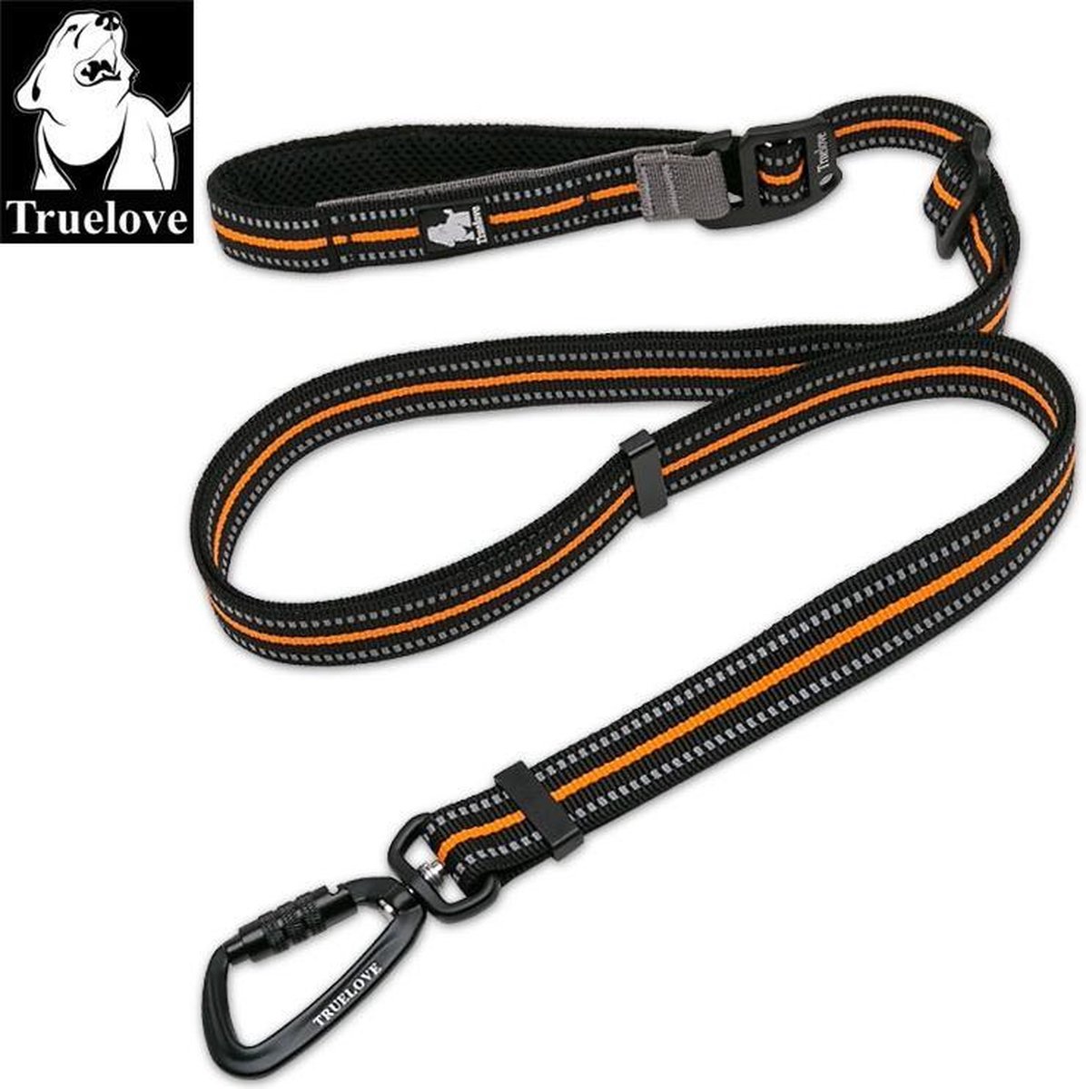 Truelove hondenriem - Honden - Riem - Uitlaten - Wandelen Joggen - Rennen - Zwart oranje