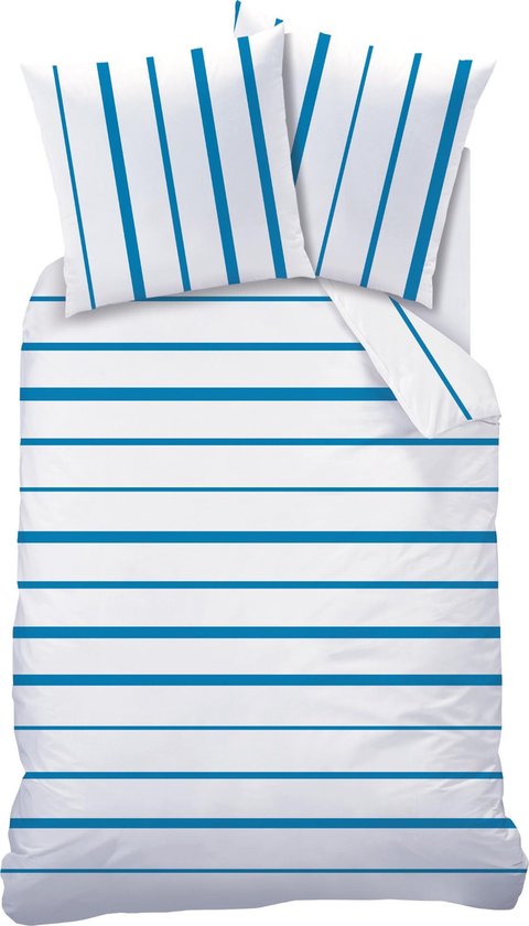 Matt & Rose Dekbedovertrek Blue Stripes - Eenpersoons - 140 x 200 cm - Katoen