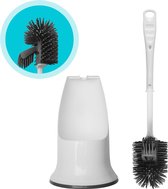 Easavida – WC borstel – Met Houder – Siliconen – Met Randreiniger – Inclusief Lekbak – Sneldrogend en Antibacterieel – Toiletborstel – Vrijstaand – Wit