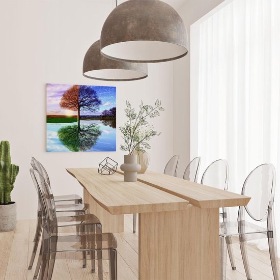 Artaza - Peinture sur toile - Arbre des quatre saisons - 70 x 70 - Photo sur toile - Impression sur toile