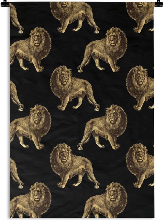 Tapisserie - Tapisserie - Motifs - Lion - Or - Zwart - 120x180 cm - Tapisserie