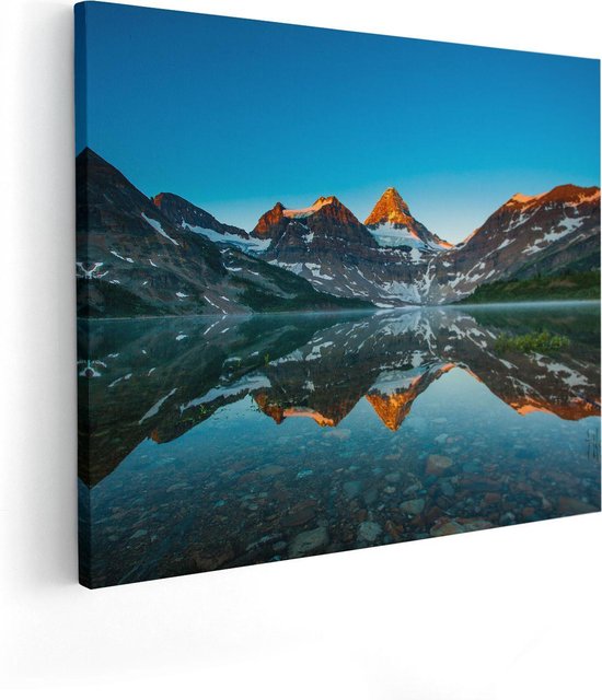 Artaza Canvas Schilderij Berg Assiniboine Bij Het Meer In Canada - 100x80 - Groot - Foto Op Canvas - Canvas Print