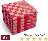 Droomtexiel® Horeca Kwaliteit Katoenen Theedoeken set - 6x Theedoeken - Rood Wit + Gratis 6 keukendoeken t.w.v €22,95