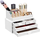 Segenn's Make-up Organizer - Cosmetische Organizer met 4 lades en 11 vakken in verschillende maten - antislip-inzetstukken - voor make-up en sieraden - Wit