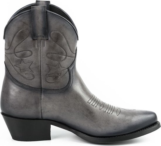 Mayura Boots 2374 Vintage Grijs/ Dames Cowboy fashion Enkellaars Spitse Neus Western Hak Echt Leer Maat EU 38