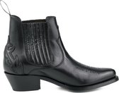 Mayura Boots Marilyn 2487 Zwart/ Dames Cowboy Western Fashion Enklelaars Spitse Neus Schuine Hak Elastiek Sluiting Echt Leer Maat EU 36
