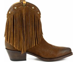 Mayura Boots 2374-F Tabaco/ Dames Cowboy fashion Enkellaars Spitse Neus Western Hak Franjes Echt Leer