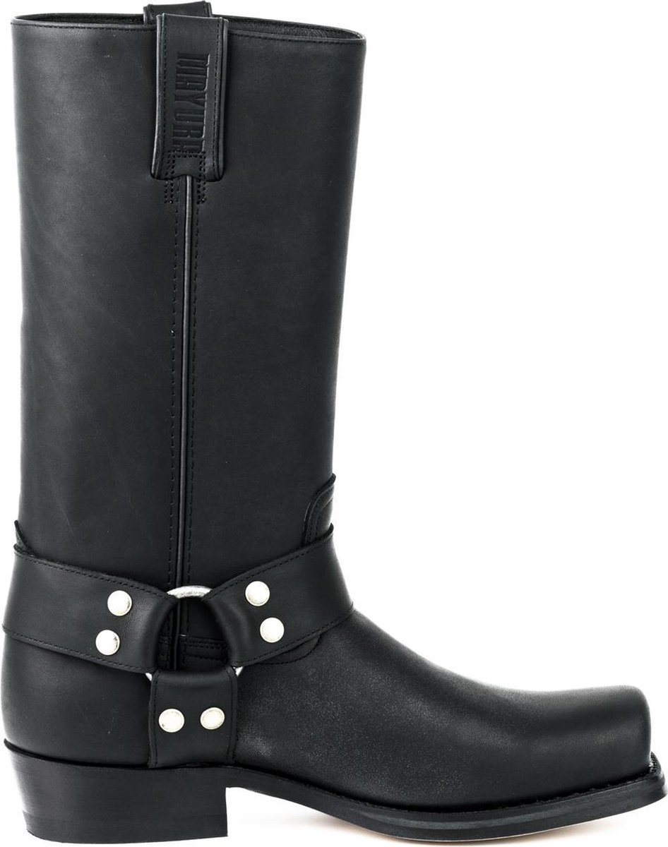 Mayura Boots 01 Zwart/ Biker Western Heren Laarzen Vierkante Neus Platte Hak Vast Sierspoor Maat EU 43