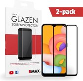 2-pack BMAX geschikt voor Samsung Galaxy A01 Glazen Screenprotector - Full Cover gehard glas - Beschermglas - Tempered Glass - Glasplaatje - Zwart