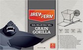 Brewferm® Grain Gorilla - moutmolen met 2 rvs rollen - veilig mout schroten - Bierbrouwpakket Tool - Thuisbrouwpakket