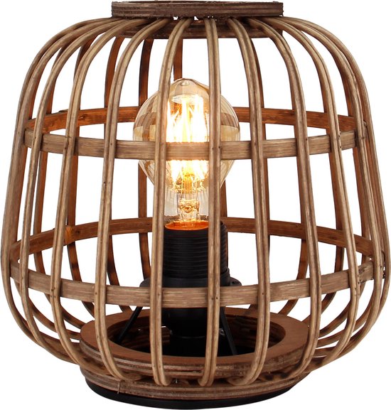 Lampe à poser Chericoni Trapèze - 1 lumière - Ø 25 cm - Bamboe Nature