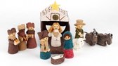 Mini Kerstgroepje van Vilt - gekleurd figuren - 12 delig