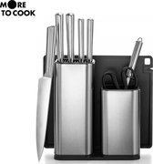 More To Cook - Messenblok zonder messen - Keukengerei houder zonder kookgerei - Snijplank met messenslijper - RVS