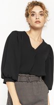 LOLALIZA Blouse met pofmouwen - Zwart - Maat 44