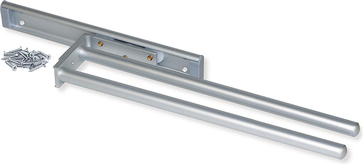 Emuca Handdoekenrek verlengbaar, 2 armen, 440 mm, Aluminium, Mat geanodiseerd