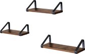 Wandplank set van 3 industriele planken - wandplank hout - decoratie plankjes - decoratie woonkamer - wandrek - wandrek industrieel